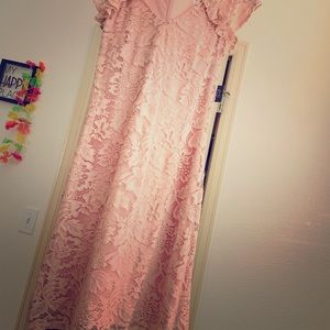 Salmon colored lace dress